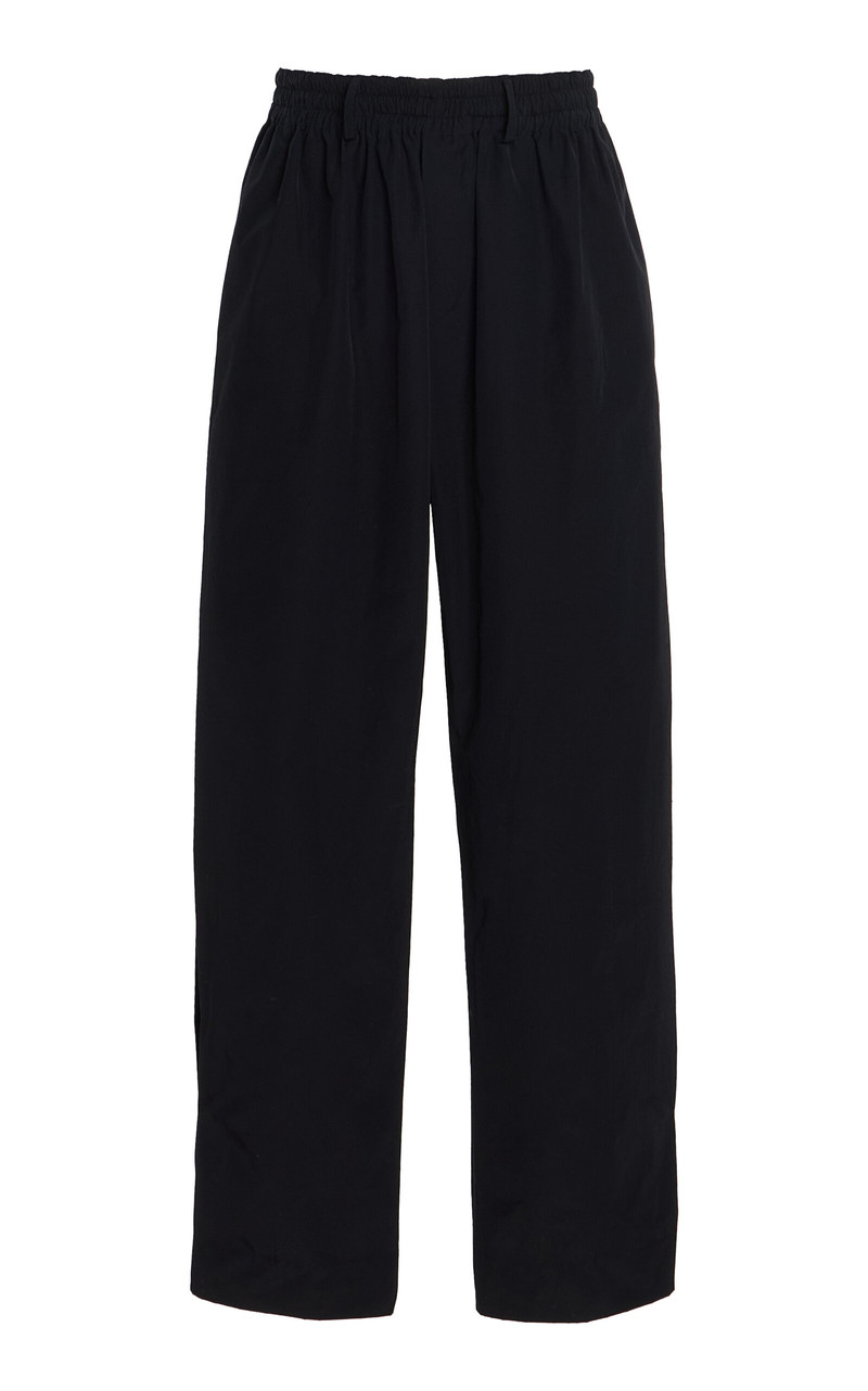 The Teagan Cotton-Blend Straight-Leg Pants black 1