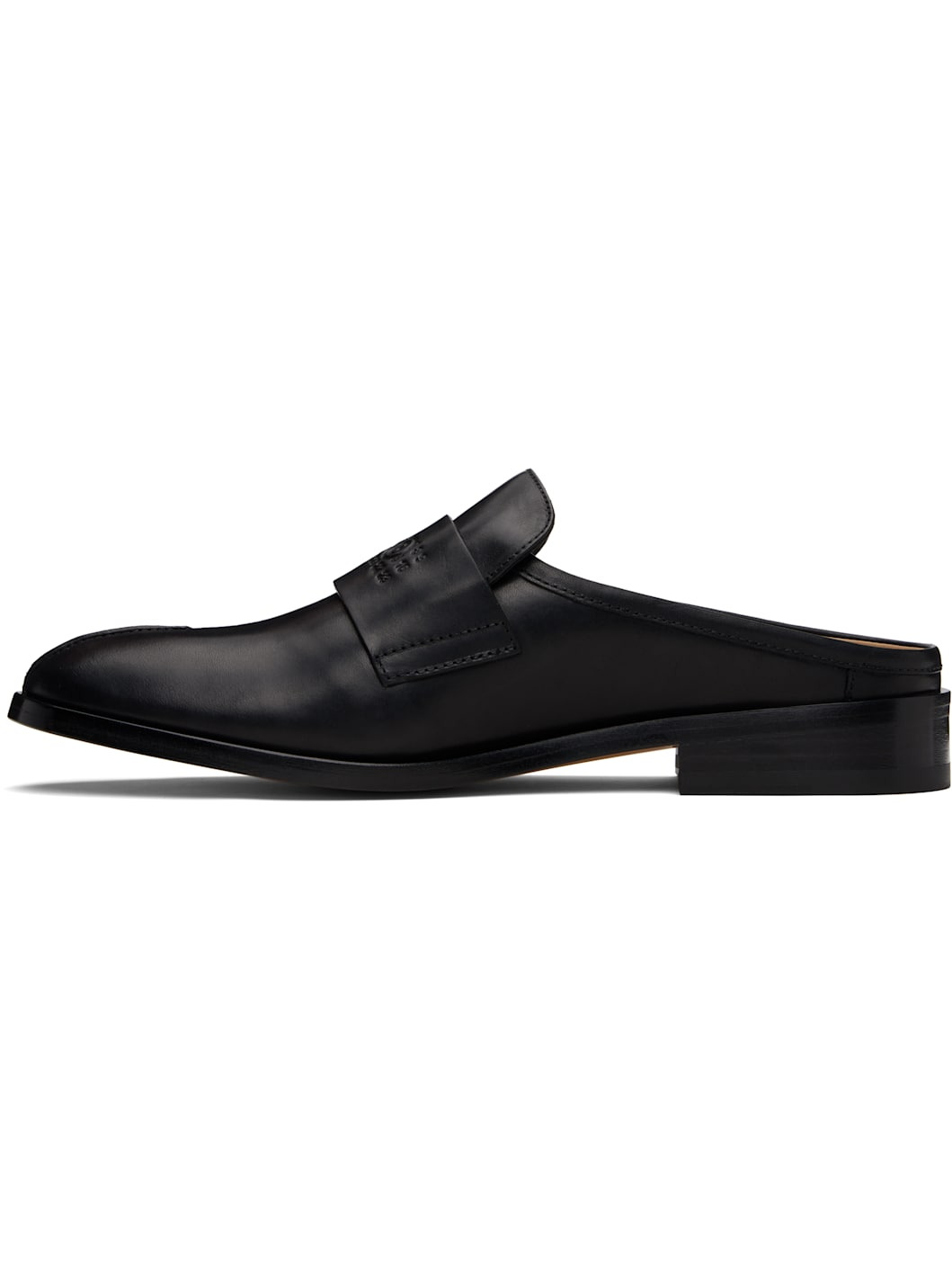 Black Embossed-Logo Loafers - 3
