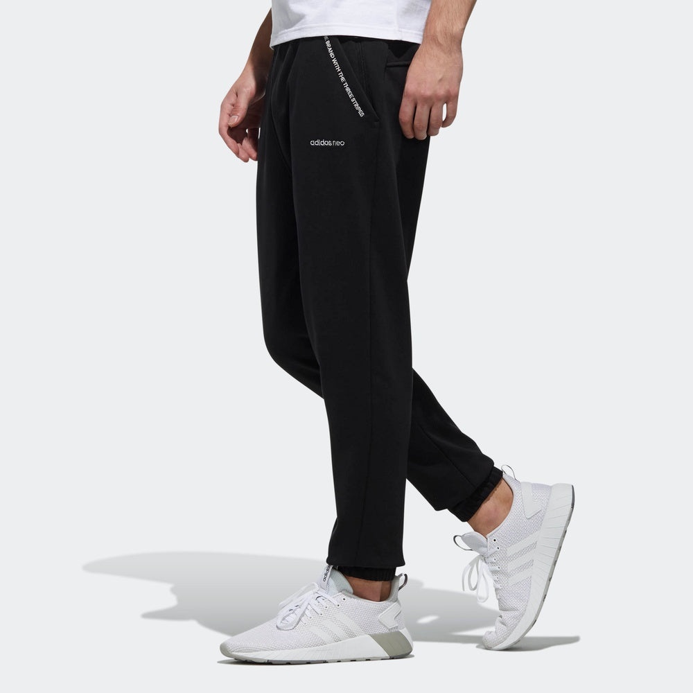 adidas neo logo Cozy Breathable Casual Sports Long Pants Black DZ7581 - 4