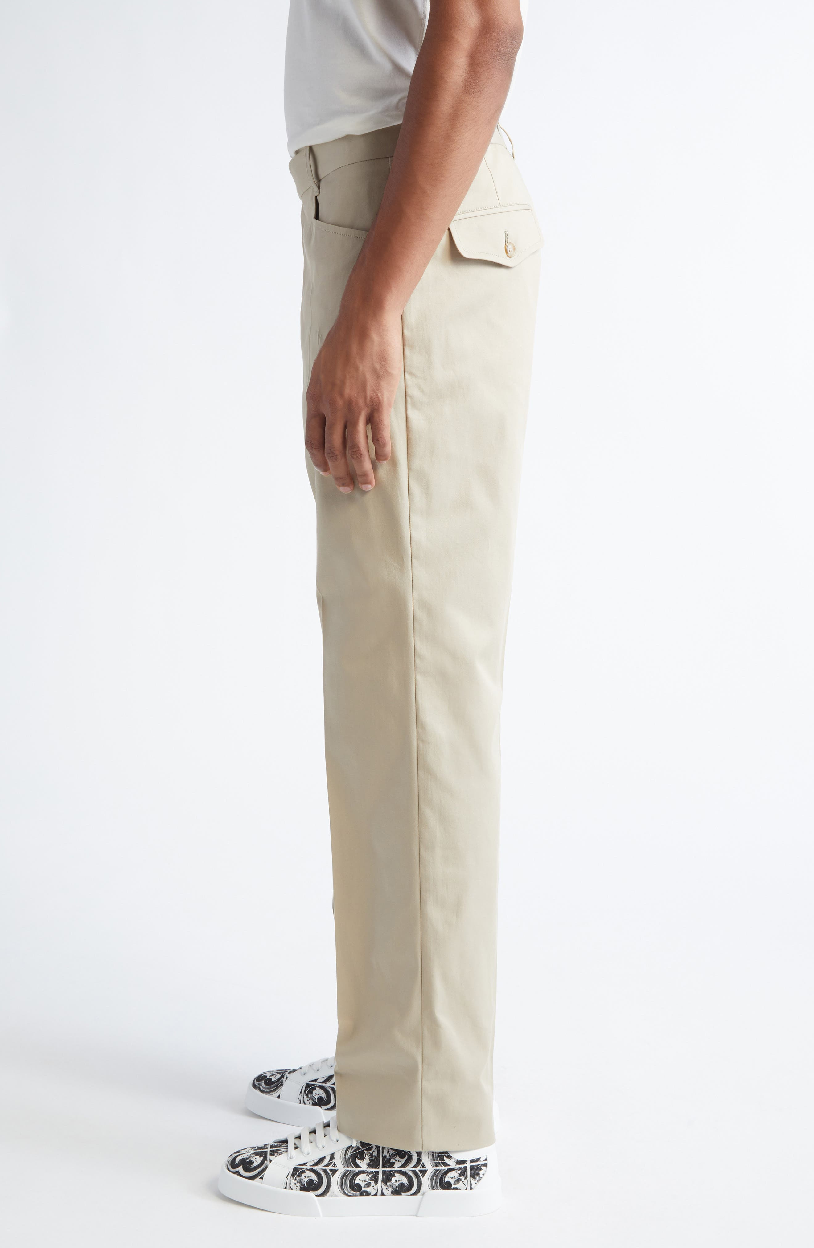 Dolce&Gabbana New Stretch Cotton Chinos in M0131 Beige at Nordstrom - 4