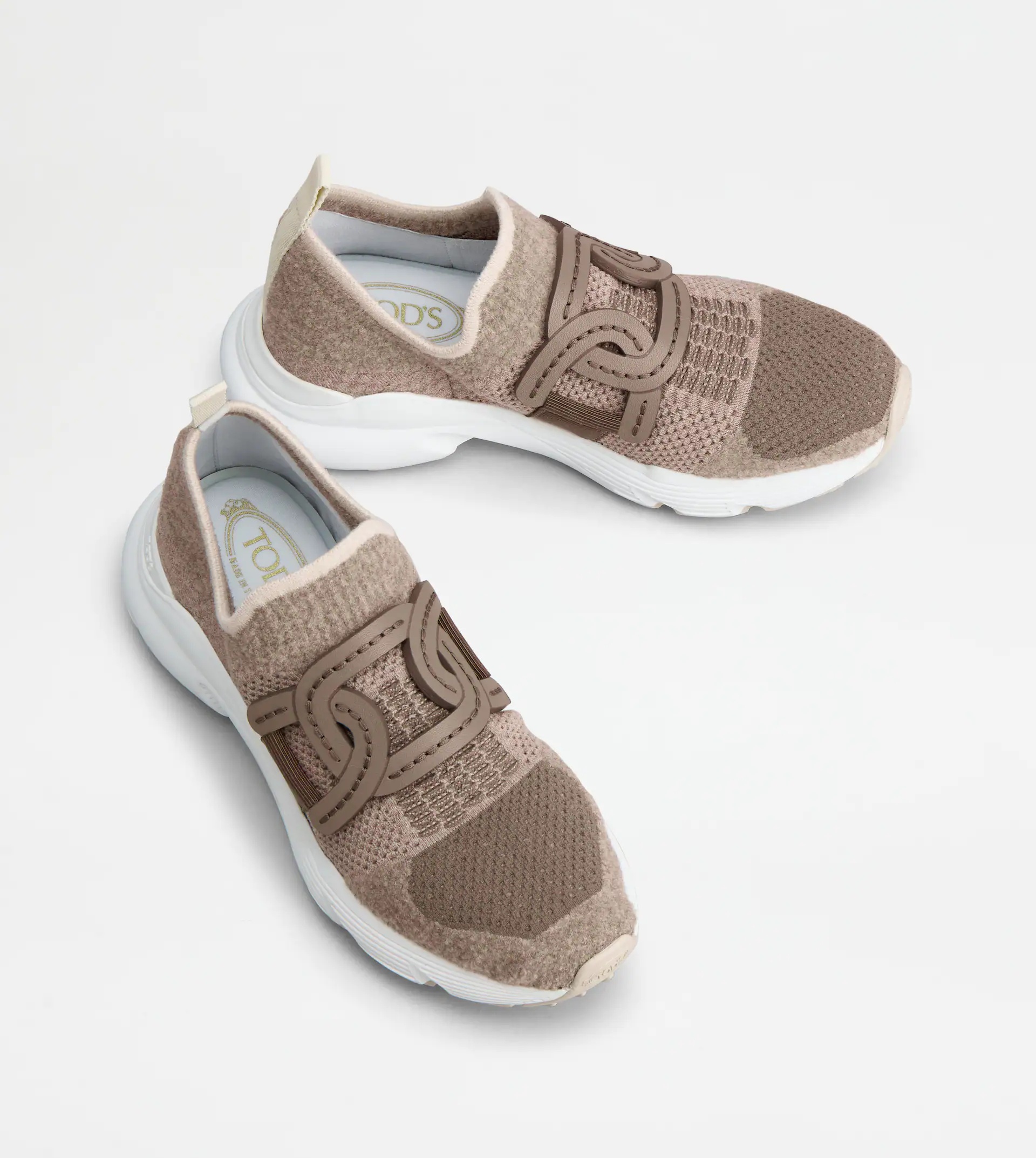 SLIP-ON SNEAKERS IN WOOL-BLEND TECHNICAL FABRIC - BEIGE - 3