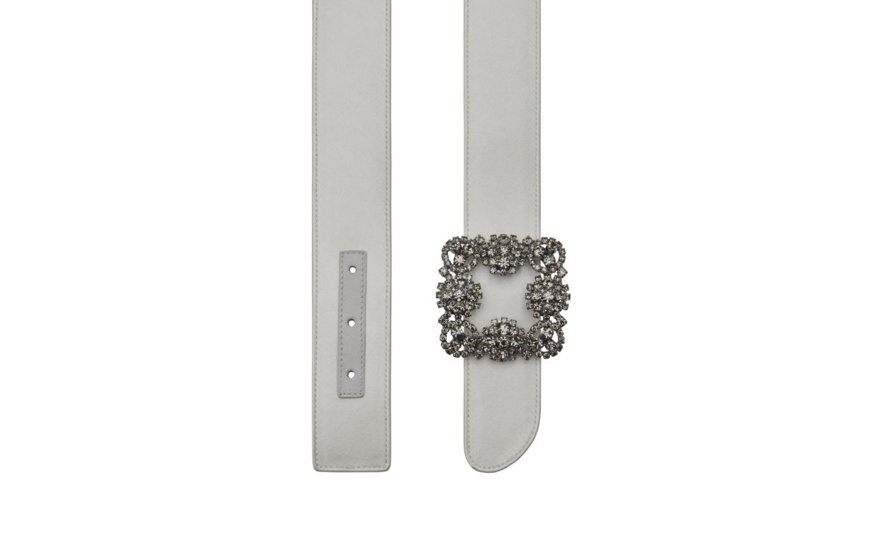Off-White Satin Crystal Buckled Belt - 3
