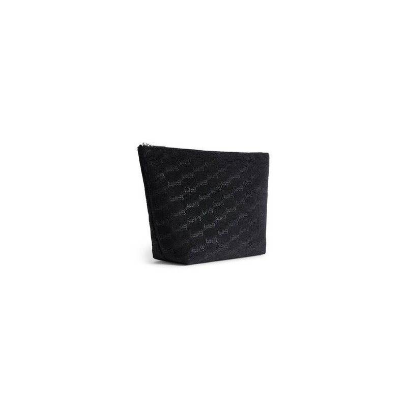 BALENCIAGA Women's Jumbo Medium Pouch Bb Monogram Sponge Fabric in Black outlook