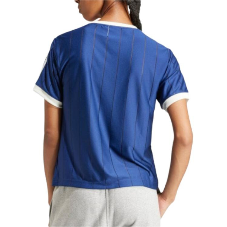 (WMNS) adidas Originals 3-Stripes T-shirt Asia Sizing 'Dark Blue' IR7466 - 3