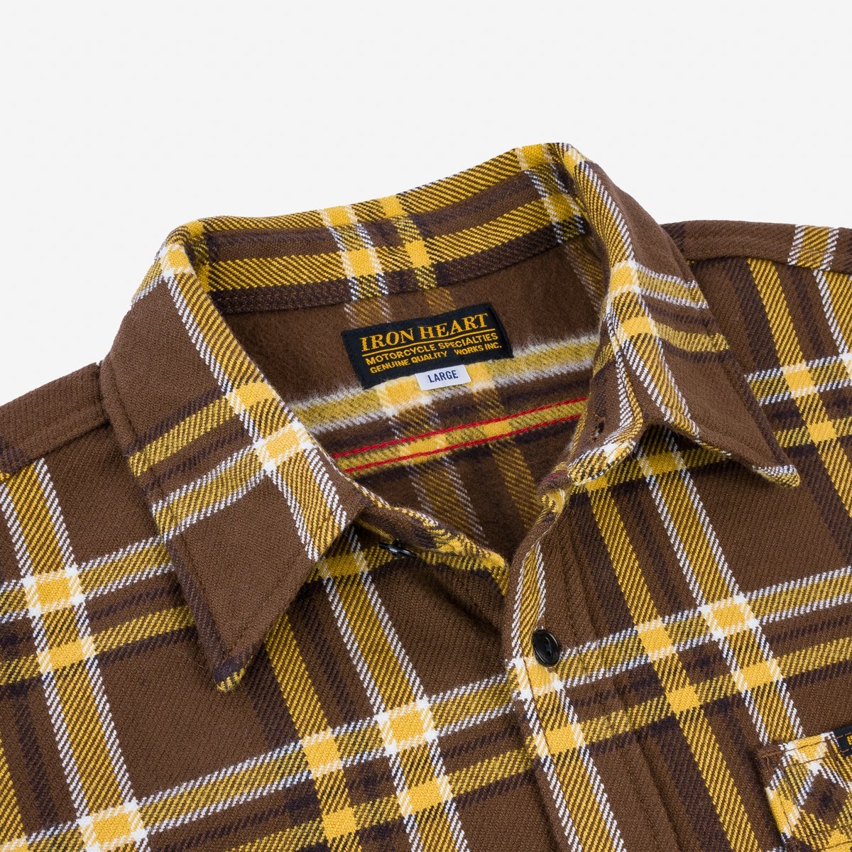 IHSH-378-BRN Ultra Heavy Flannel Crazy Check Work Shirt - Brown - 9