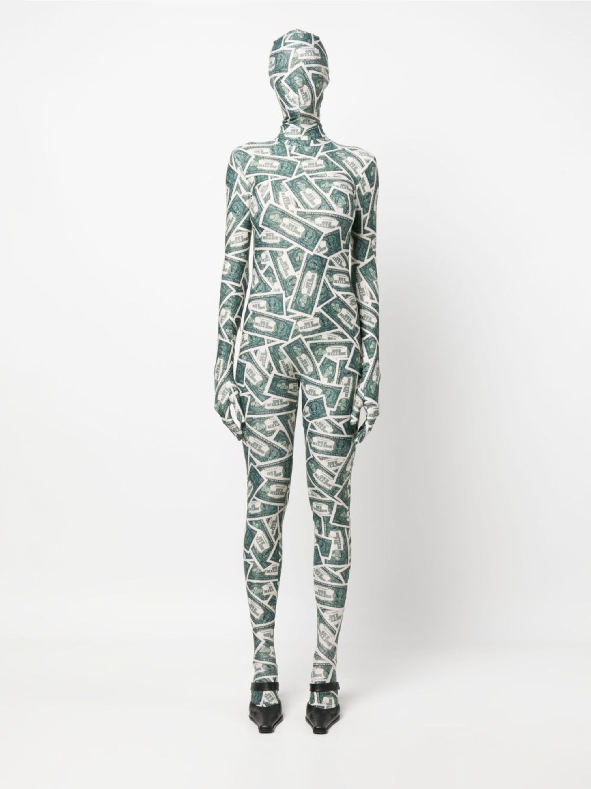 money-print full-length stretch jumpsuit - 6