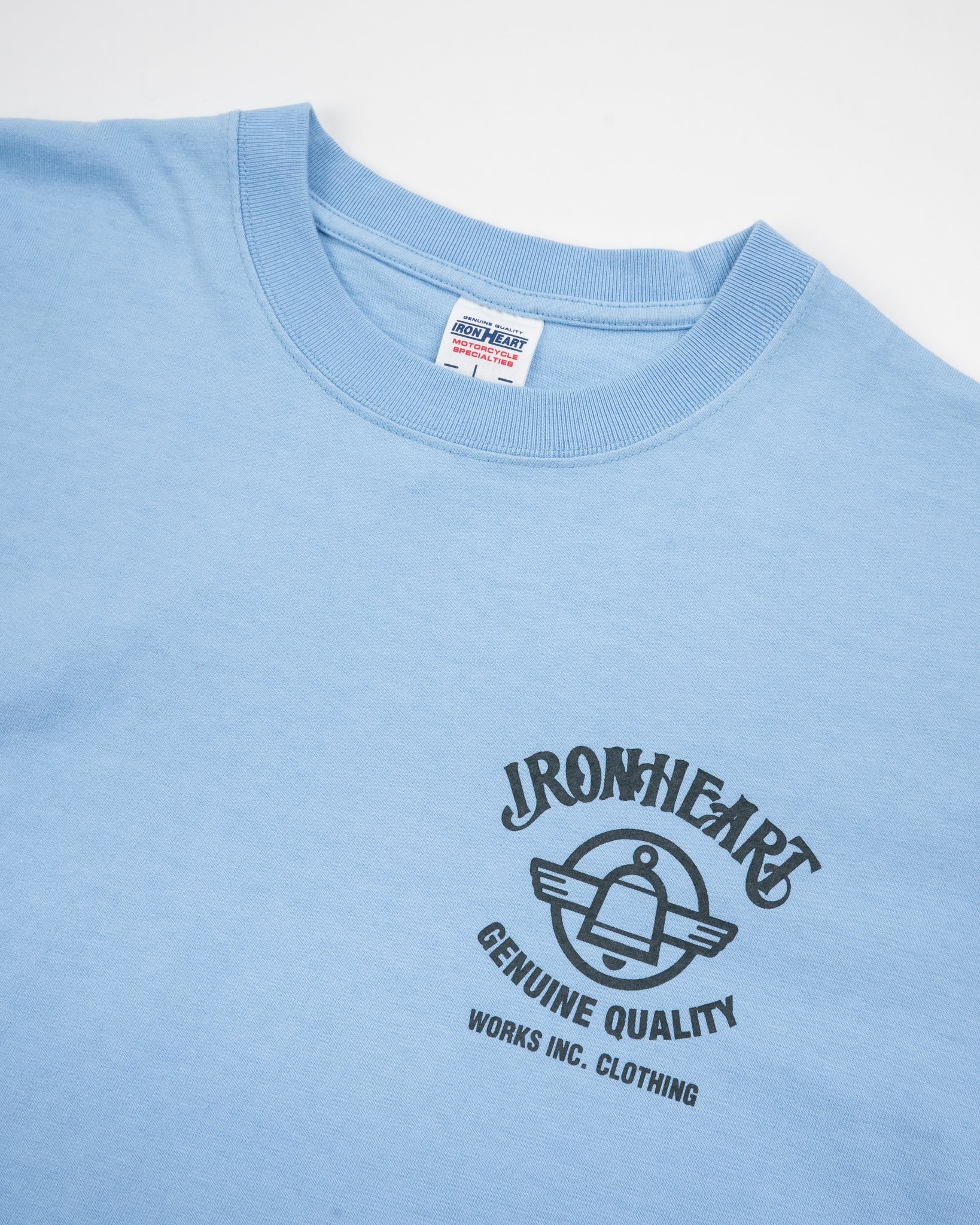 7.5OZ PRINTED LOOPWHEEL CREW NECK T-SHIRT - SAX BLUE - 7