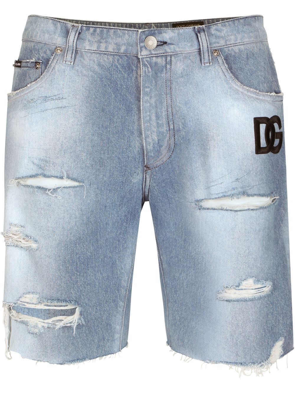 distressed denim shorts - 1