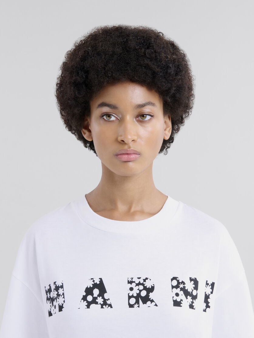 BLACK COTTON T-SHIRT WITH MARNI POP FIELDS LOGO - 4