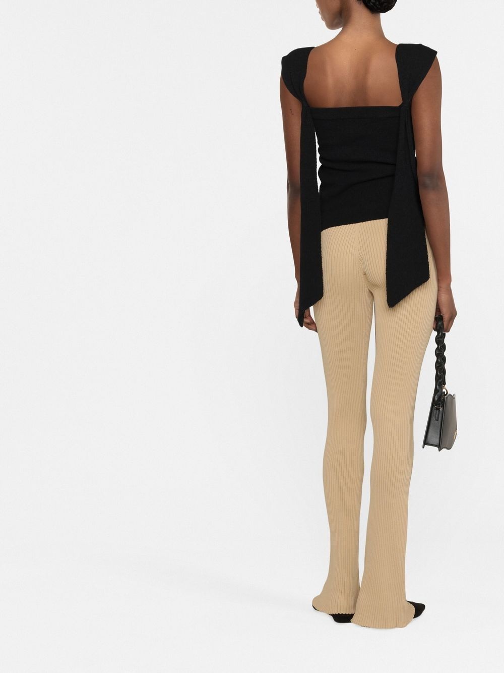 ribbed-knit flared trousers - 3