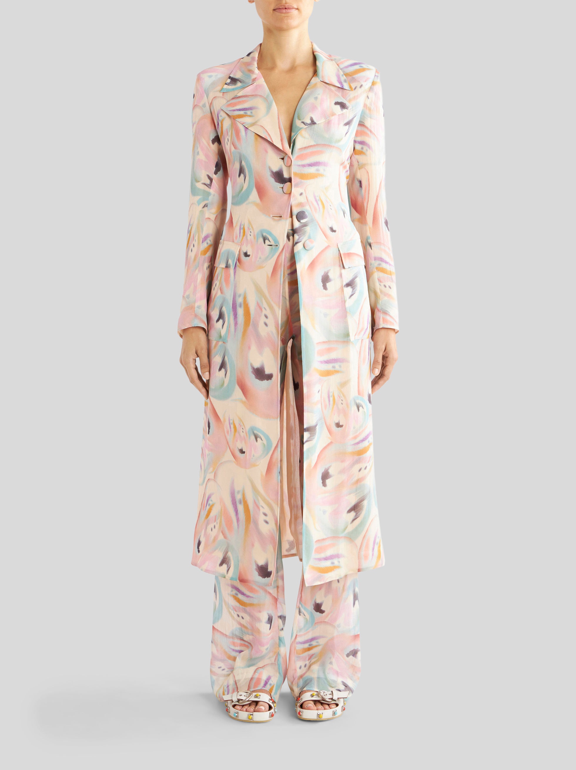 SILK DUSTER COAT WITH BUTTERFLY DESIGN - 4
