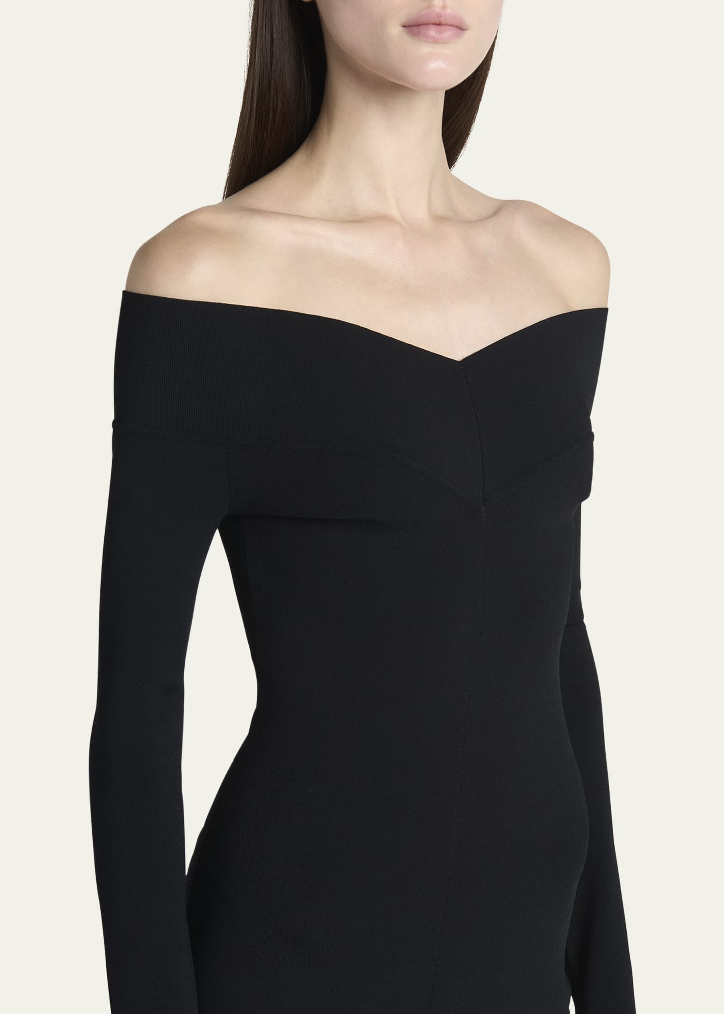 Off-the-Shoulder Compact Knit Midi Dress - 5