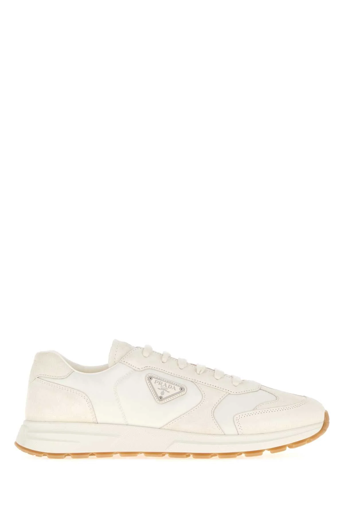 Prada Men White Re-Nylon And Suede Sneakers - 1