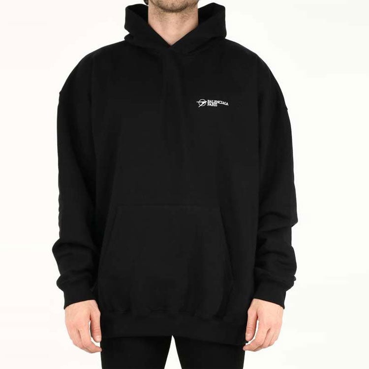 Men's Balenciaga SS21 Cotton Large hooded Long Sleeves Black 620973TKV871070 - 3