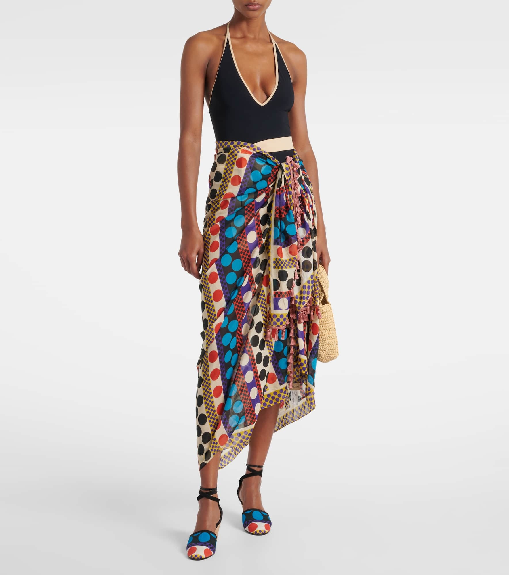 Polka-dot cotton and silk beach cover-up - 2