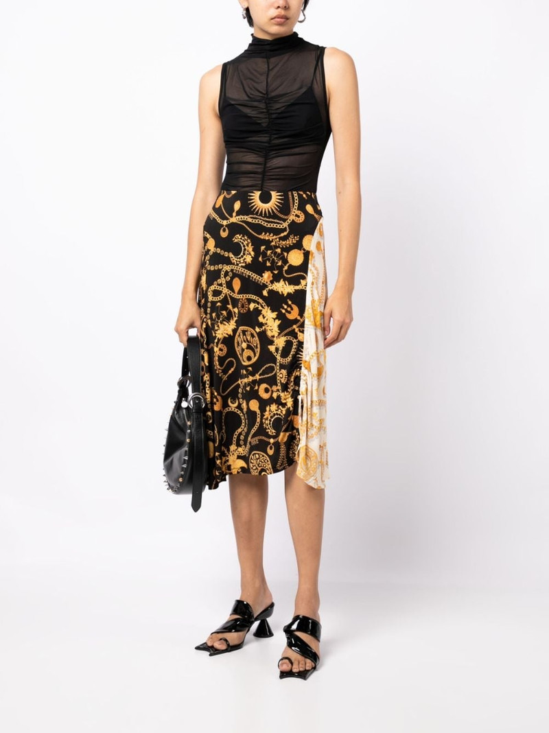 Marine Serre Ornament Jewellery-print midi skirt outlook
