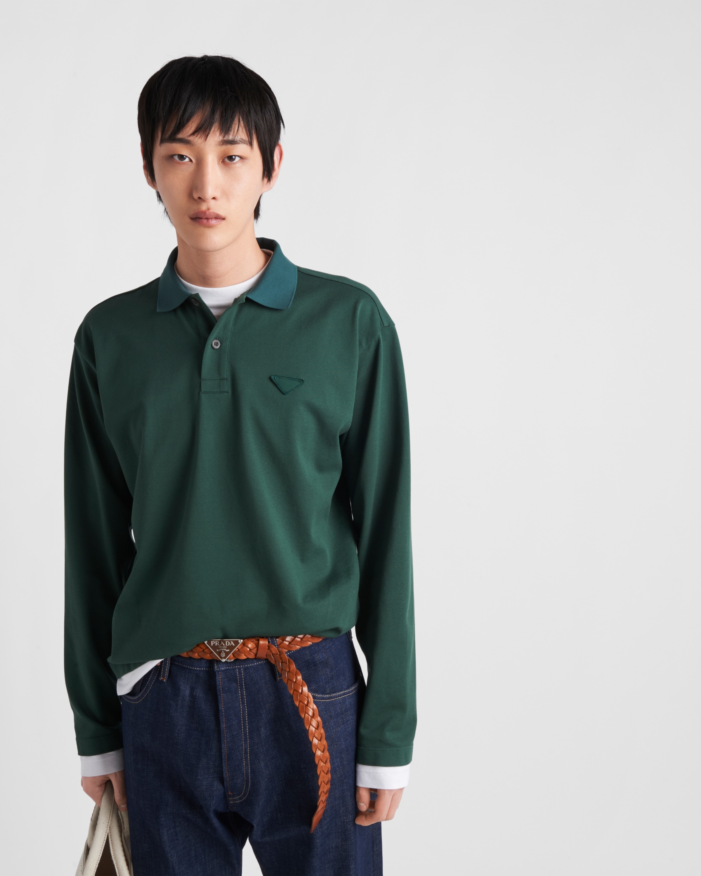 Long-sleeved cotton polo shirt - 3