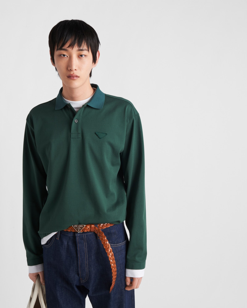 Long-sleeved cotton polo shirt 3