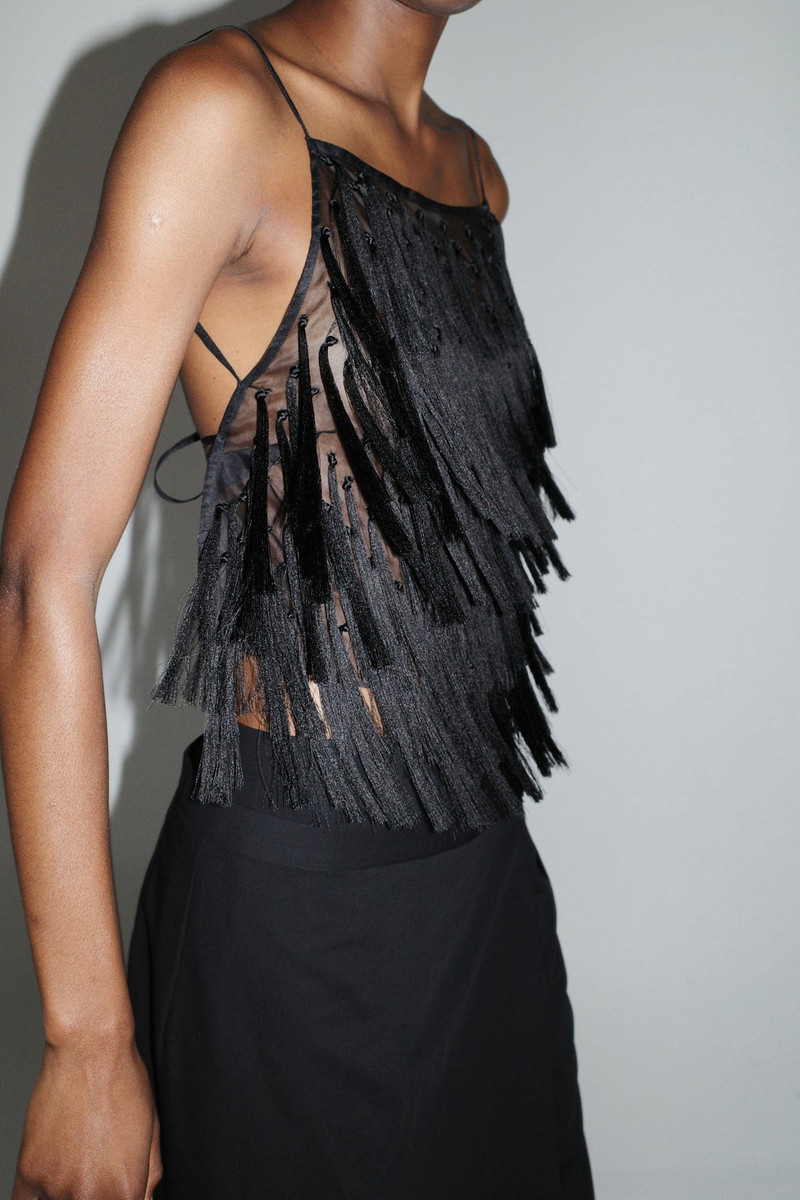 Tassel Tie Top - Black 5