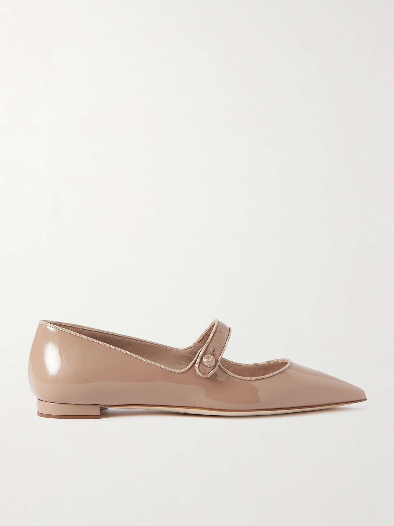 Campari grosgrain-trimmed patent-leather ballet flats - 1