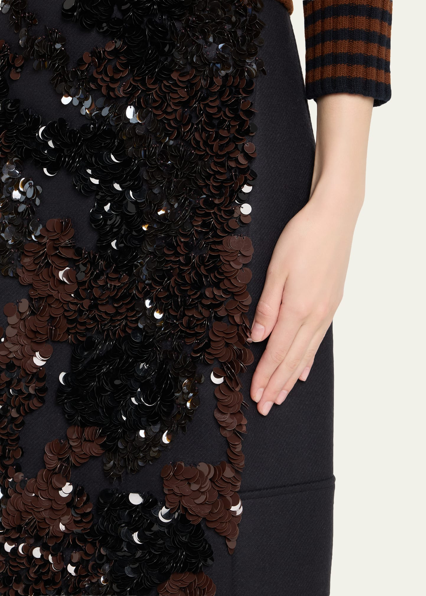 Sequined Wool Midi Skirt - 5