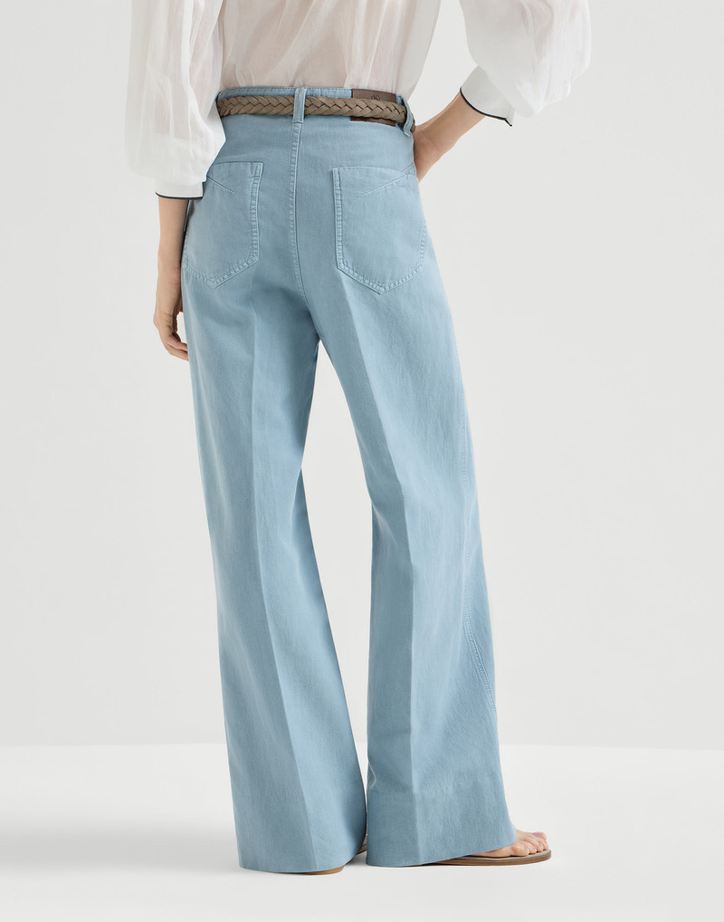 Garment-dyed cotton and linen cover loose trousers with monili 3