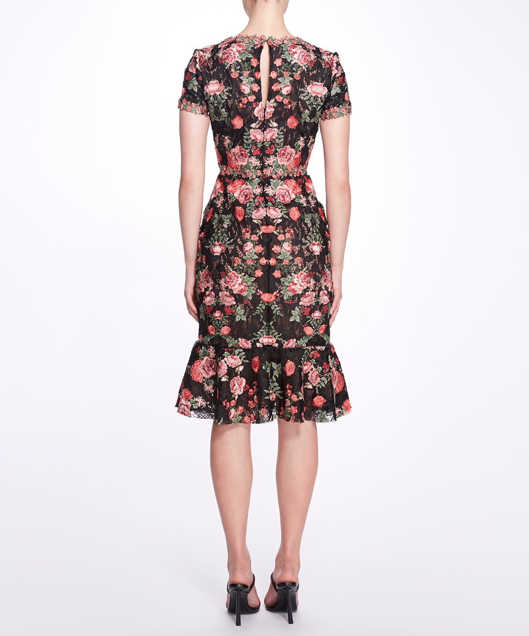 EMBROIDERED GUIPURE V-NECK COCKTAIL - 3