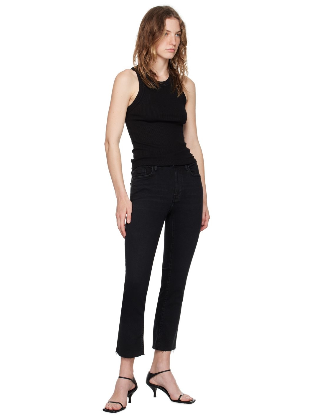 Black 'Le High Straight' Jeans - 4