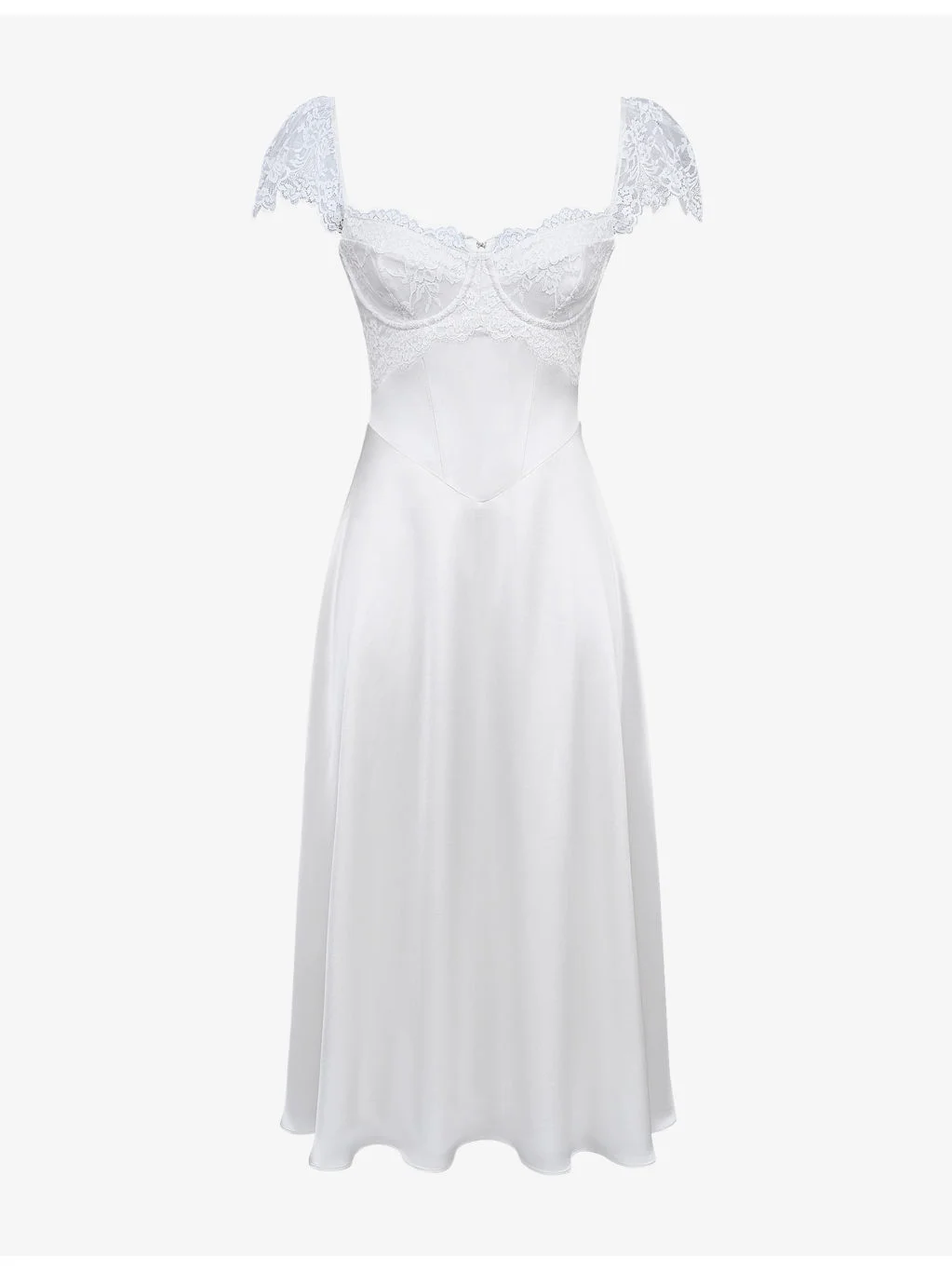 Selena Lace-Embroidered Satin Midi Dress - 1
