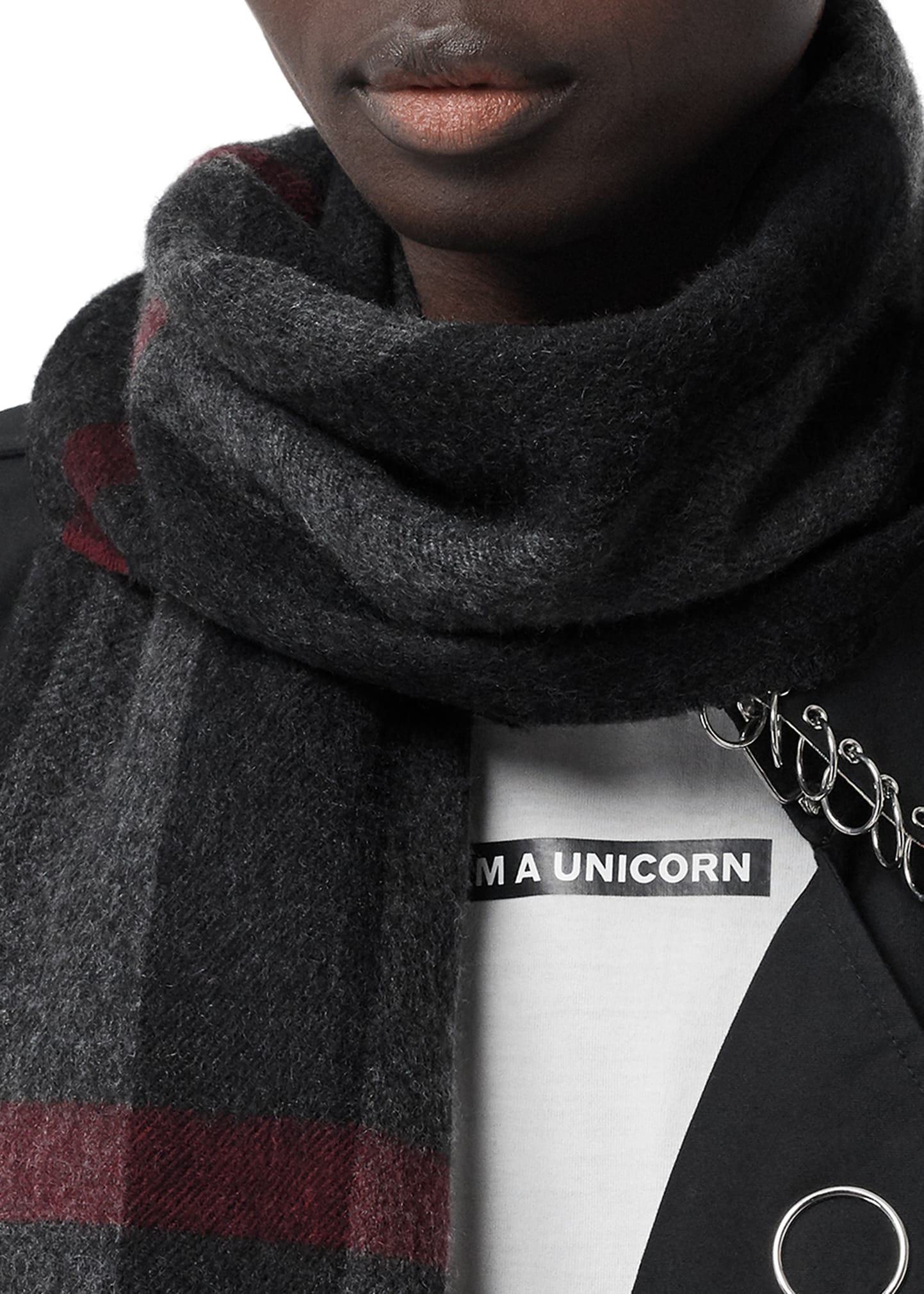 Men's Half Mega Check Cashmere Scarf - 4