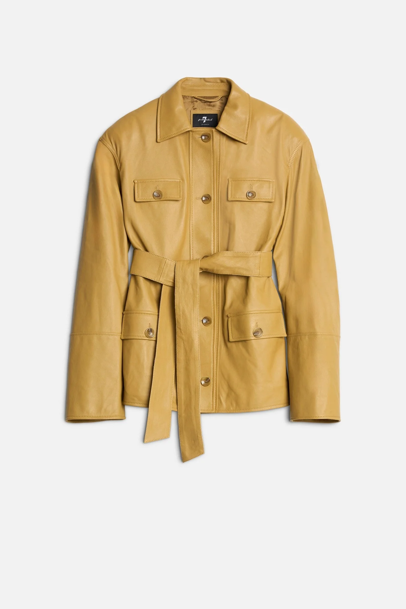 Sahariana Leather Cropped Trench in Honey - 1