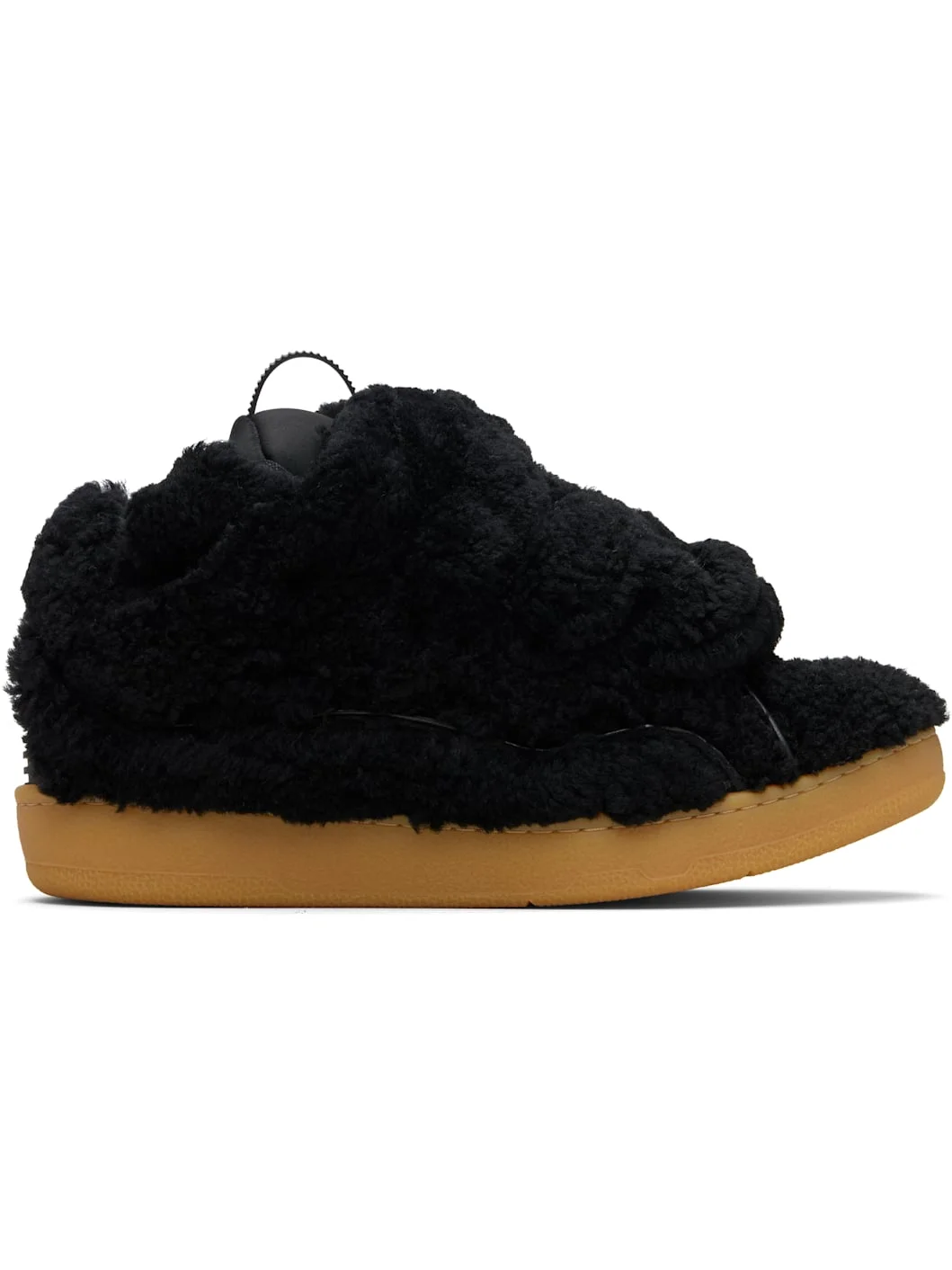 Black Curb Shearling Sneakers - 1