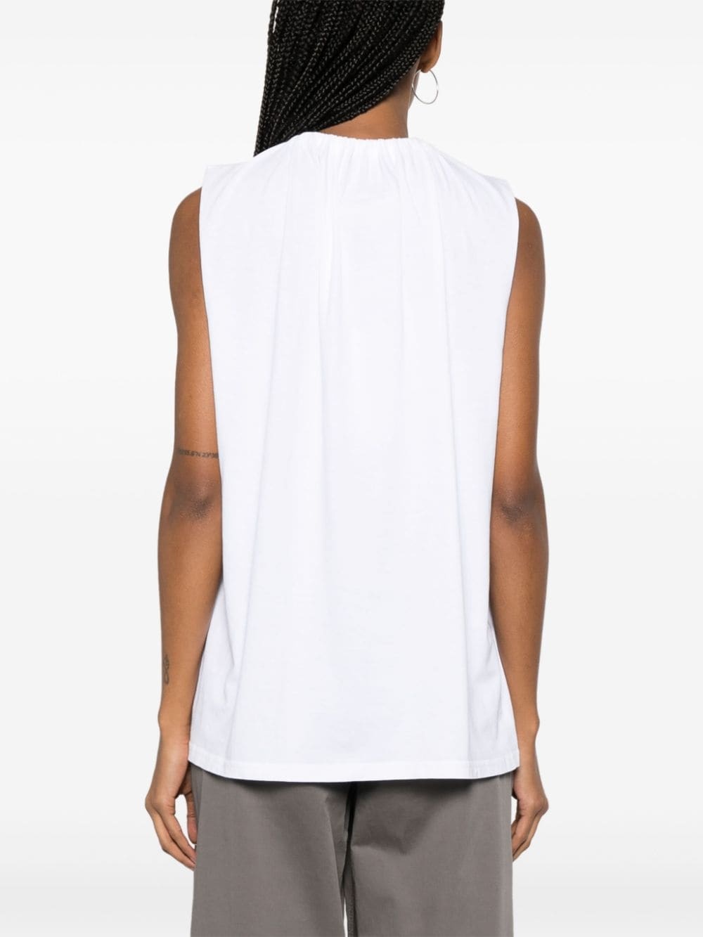 gathered-detail cotton tank top - 4