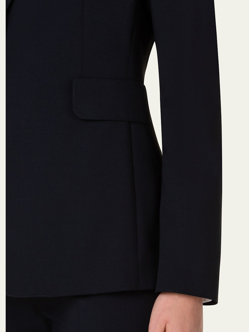 One-Button Wool Long Body Blazer Jacket 5