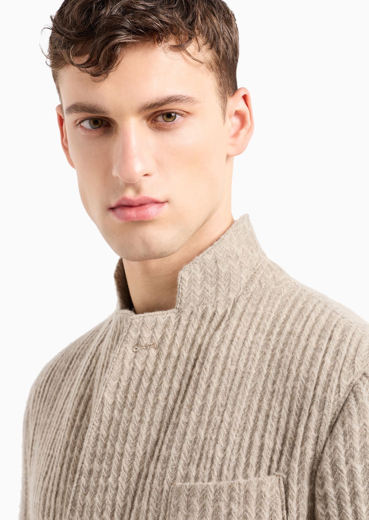 Upton line double-breasted jacket in cashmere and silk jacquard - 5
