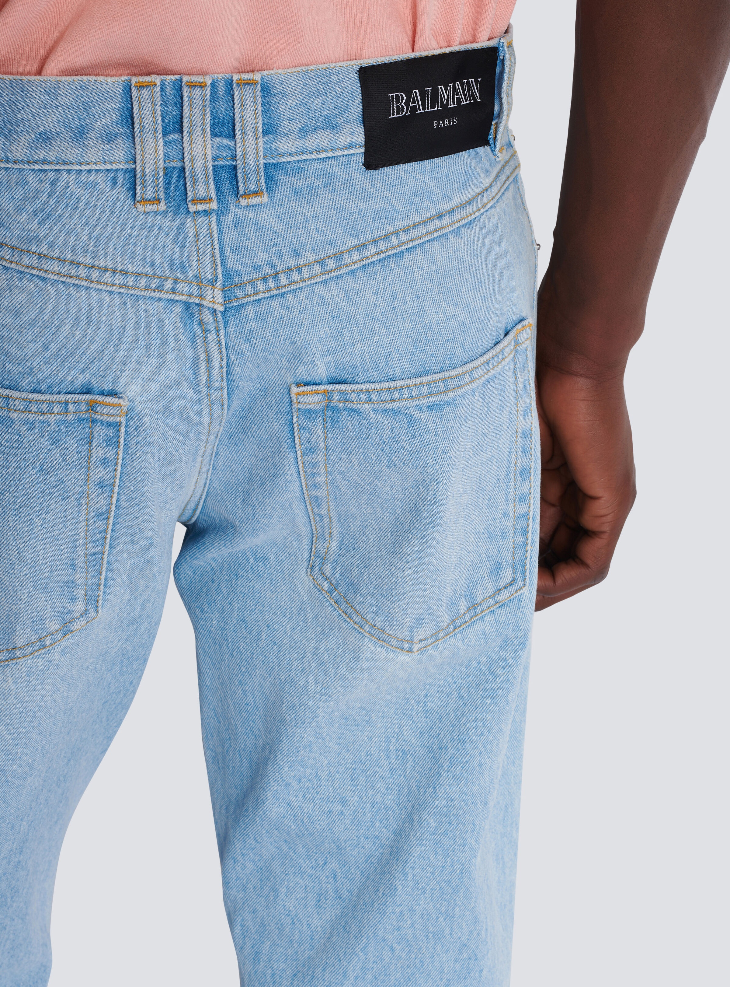 Light blue regular-fit denim jeans - 6