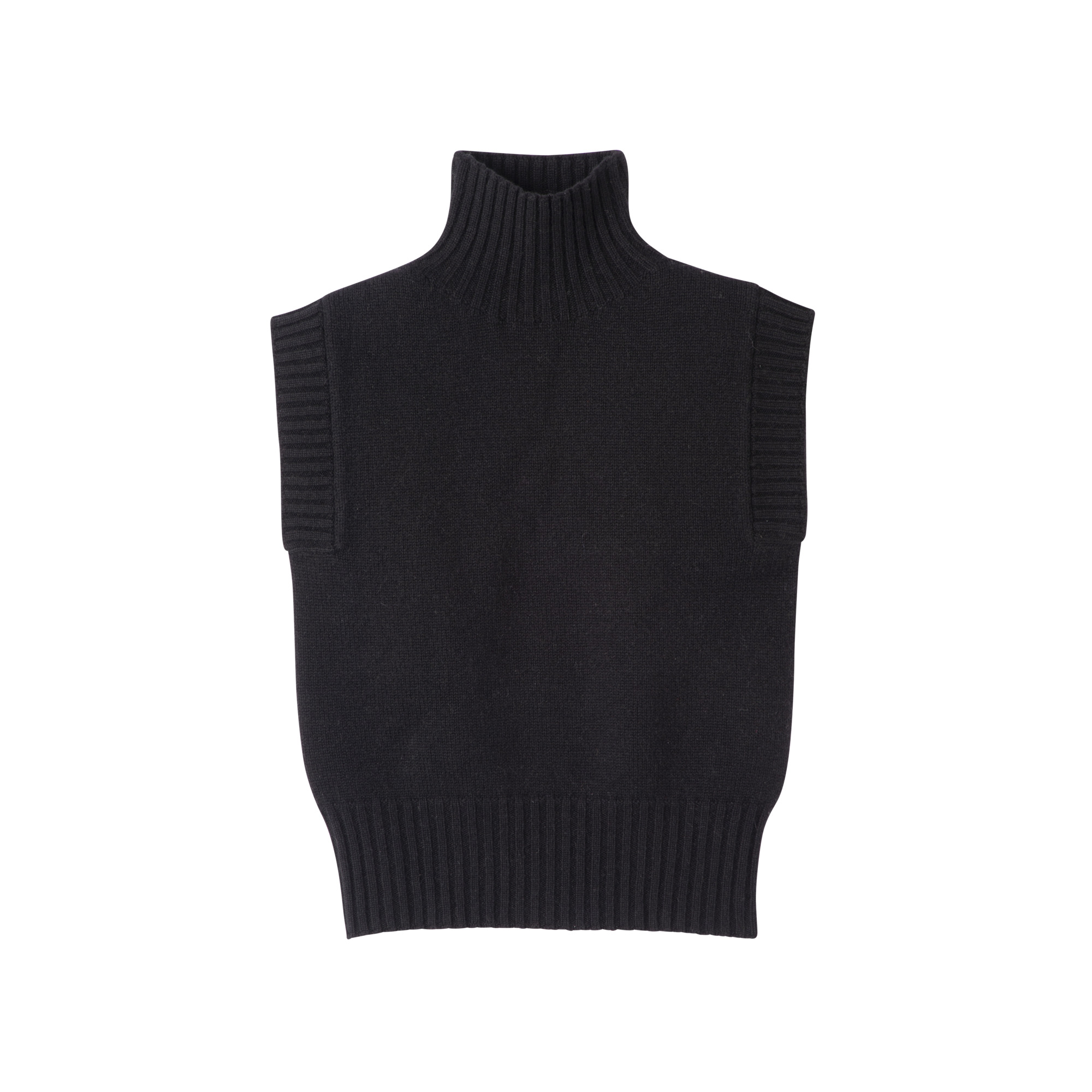 High collar no sleeve jumper Black - Knit - 1