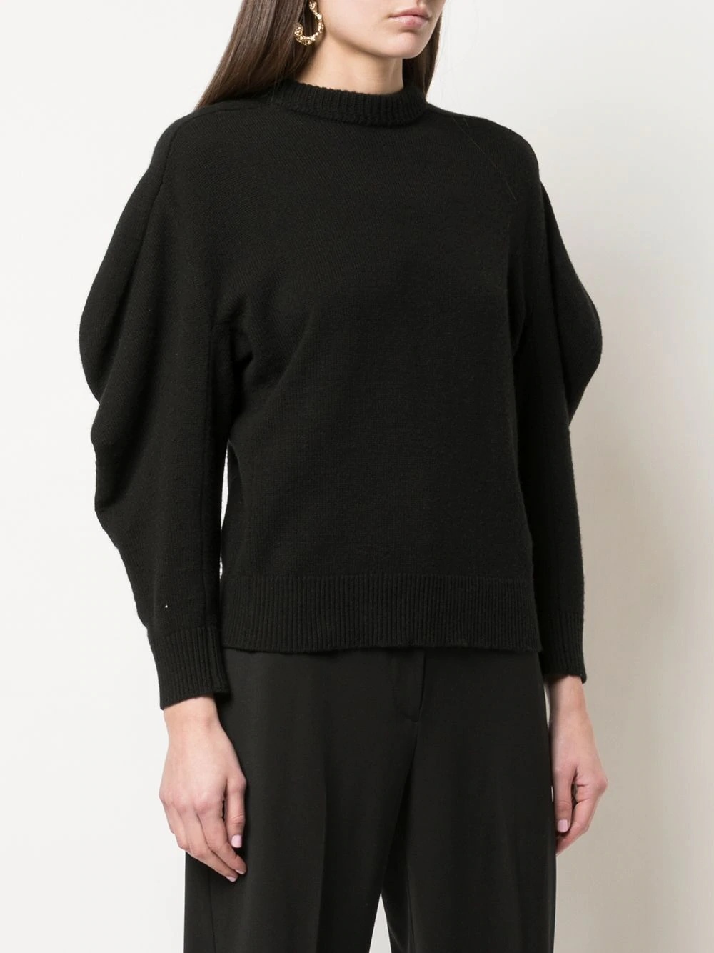 cashmere draped sleeve jumper - 3