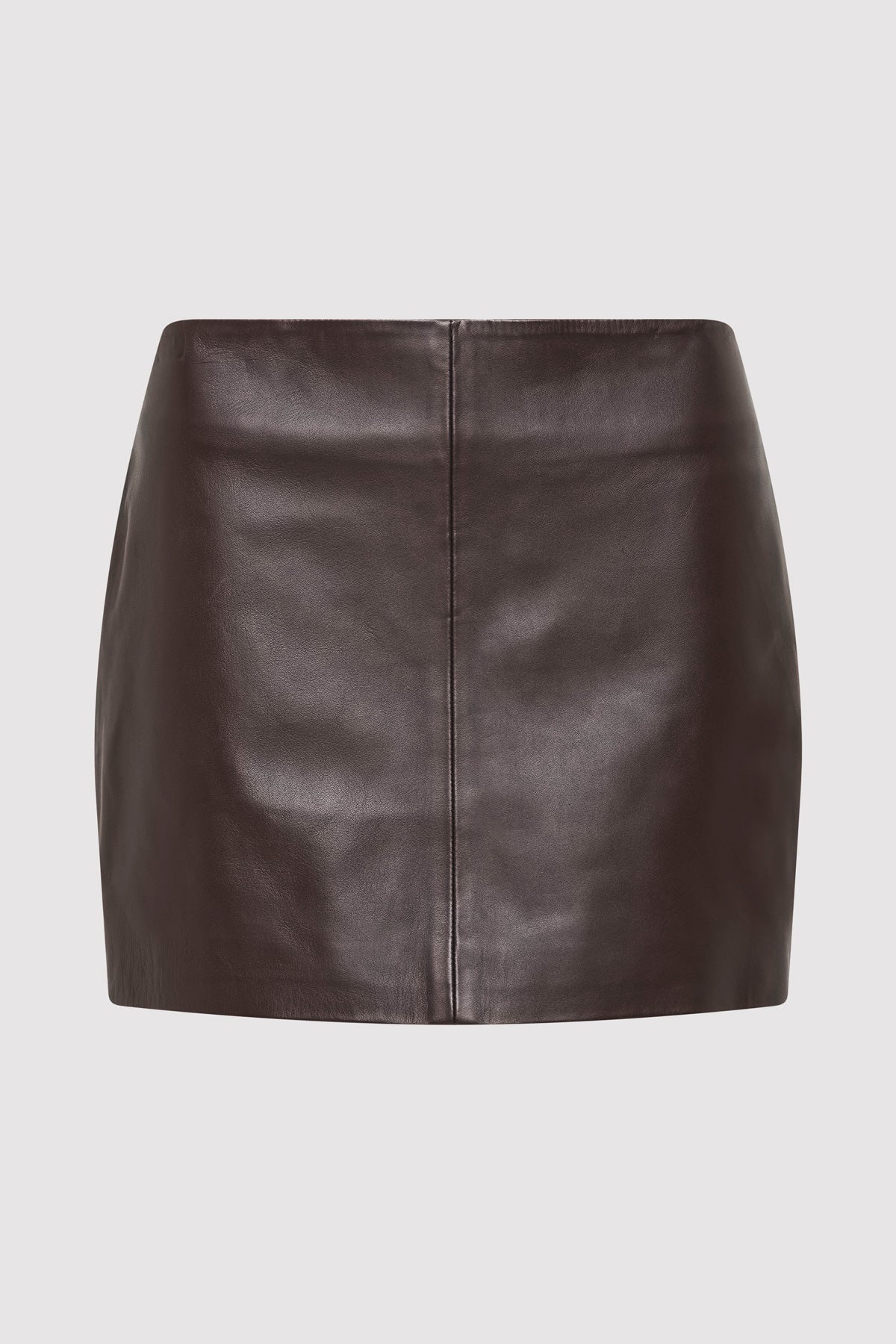 Leather Mini Skirt - Chocolate - 1