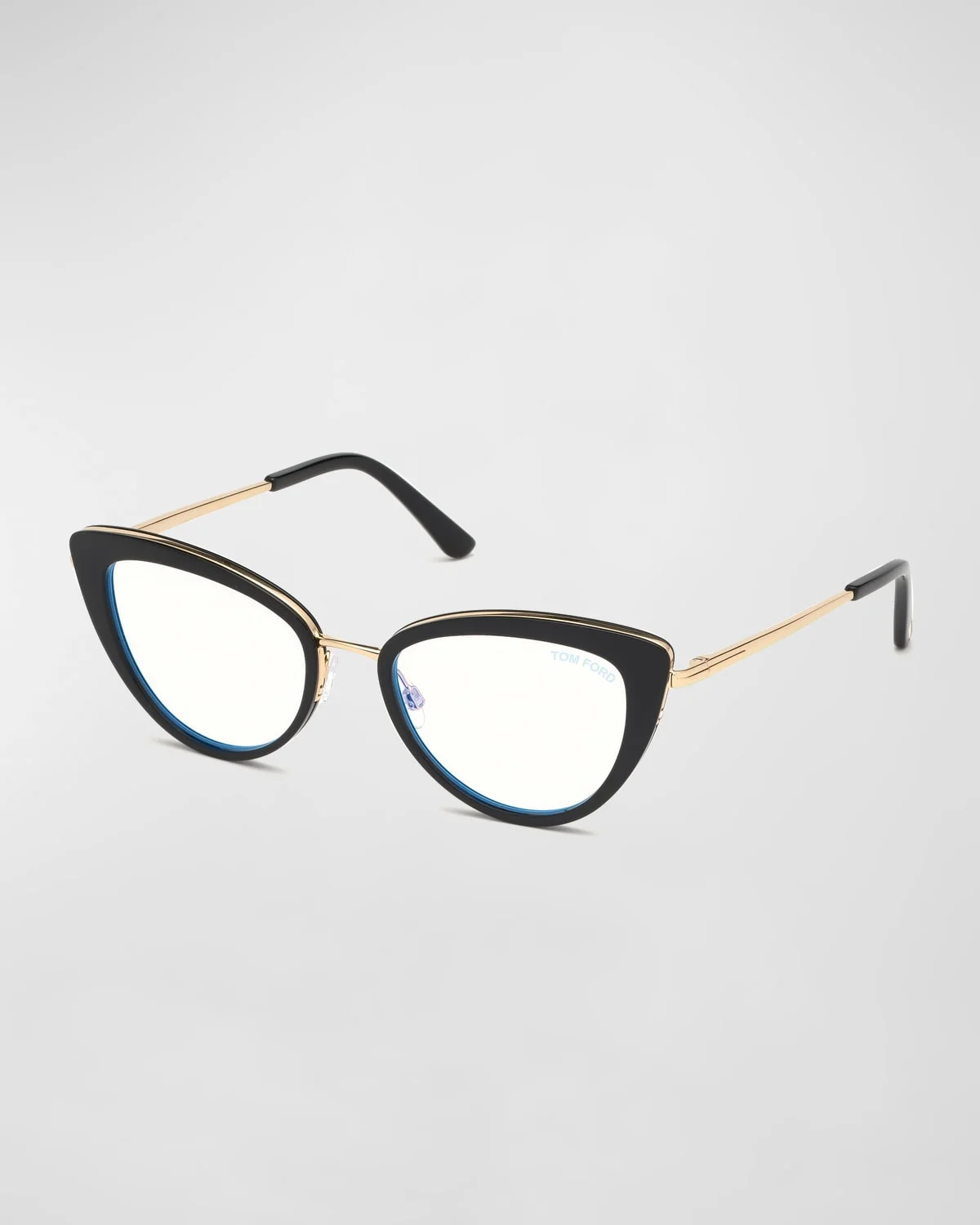 Blue Block Metal Cat-Eye Optical Frames - 1