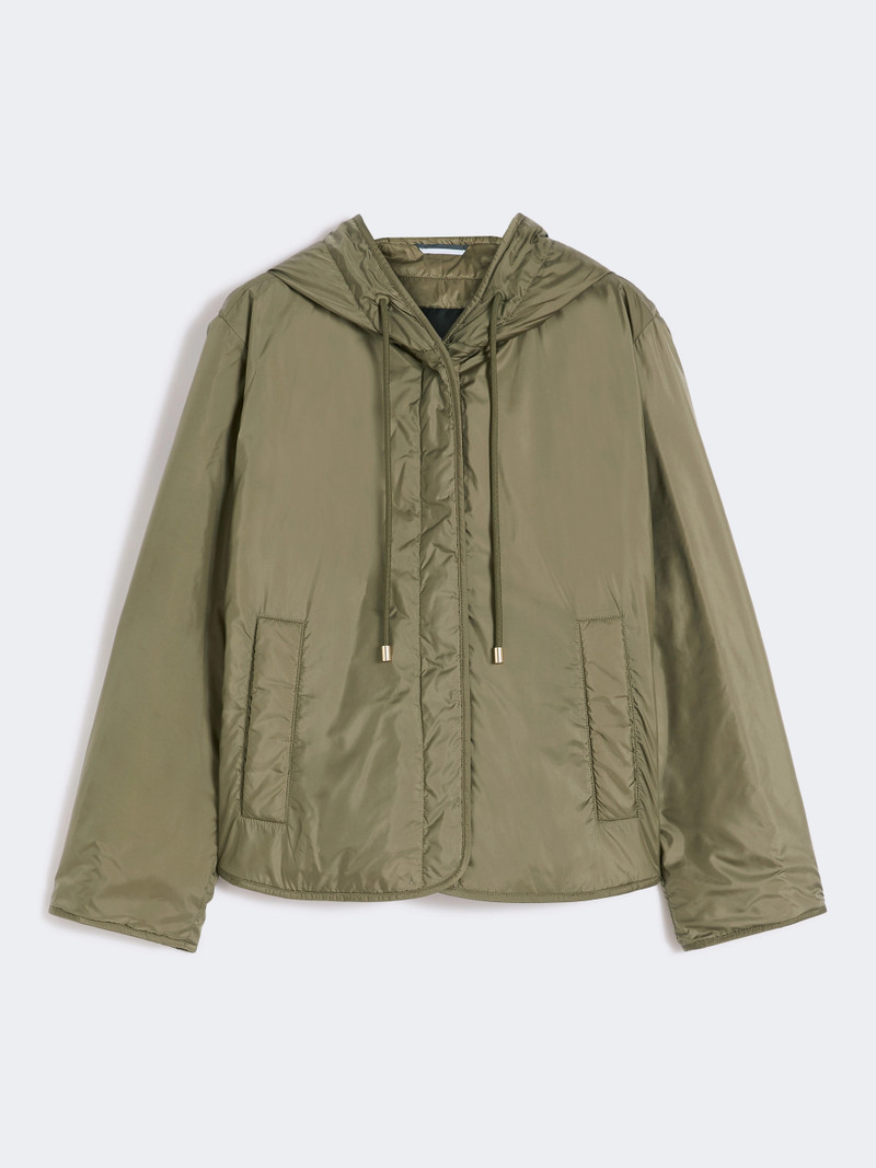 AGRESTE Padded, hooded jacket in water-repellent canvas - MUD 1