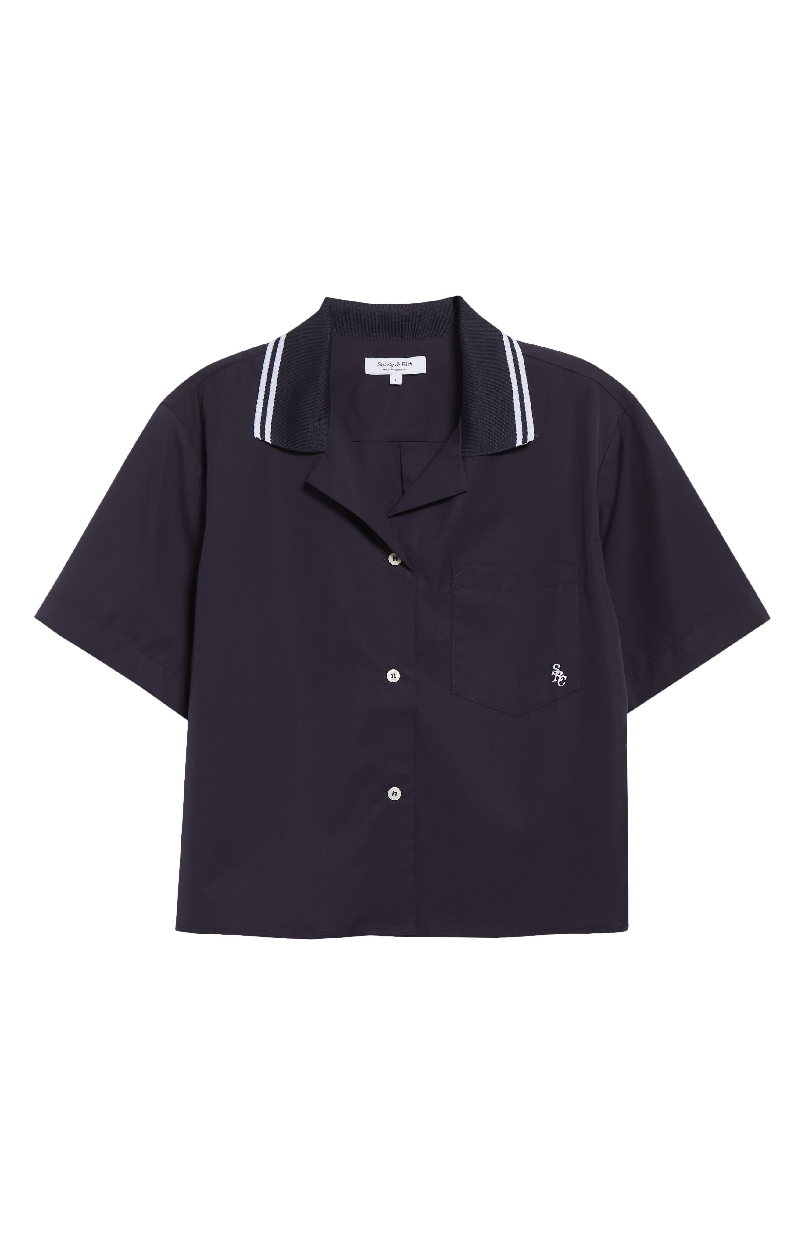 Sporty & Rich SRC Sailor Button-Up Shirt in Dark Navy at Nordstrom - 6