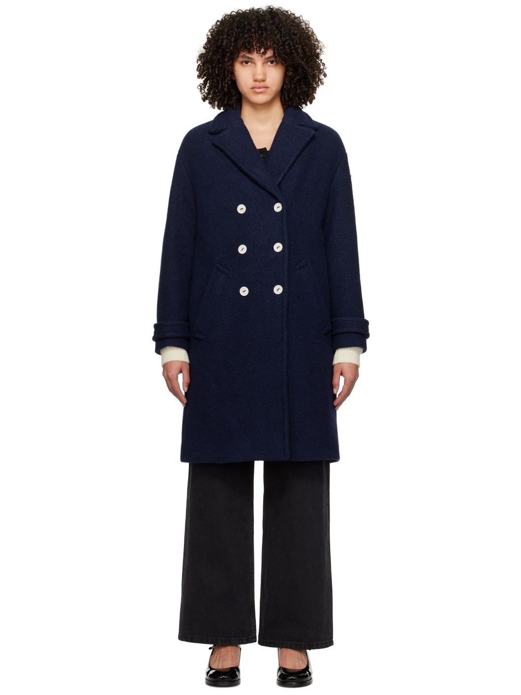 A.P.C. Navy Nola Coat ssense REVERSIBLE