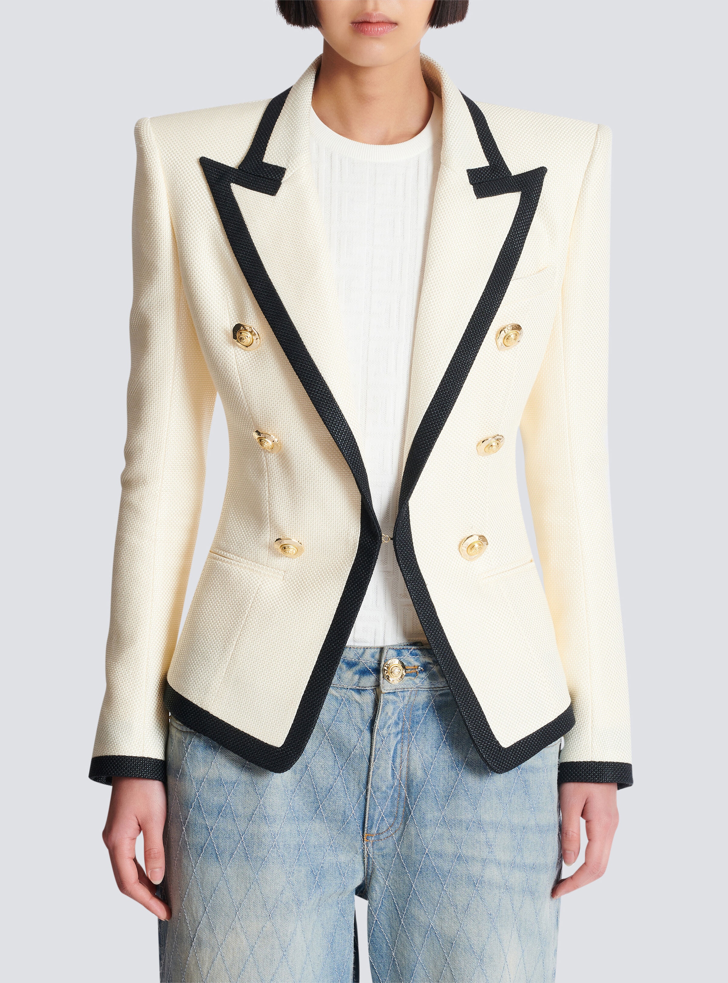 Fitted two-tone basketweave jacket - 5