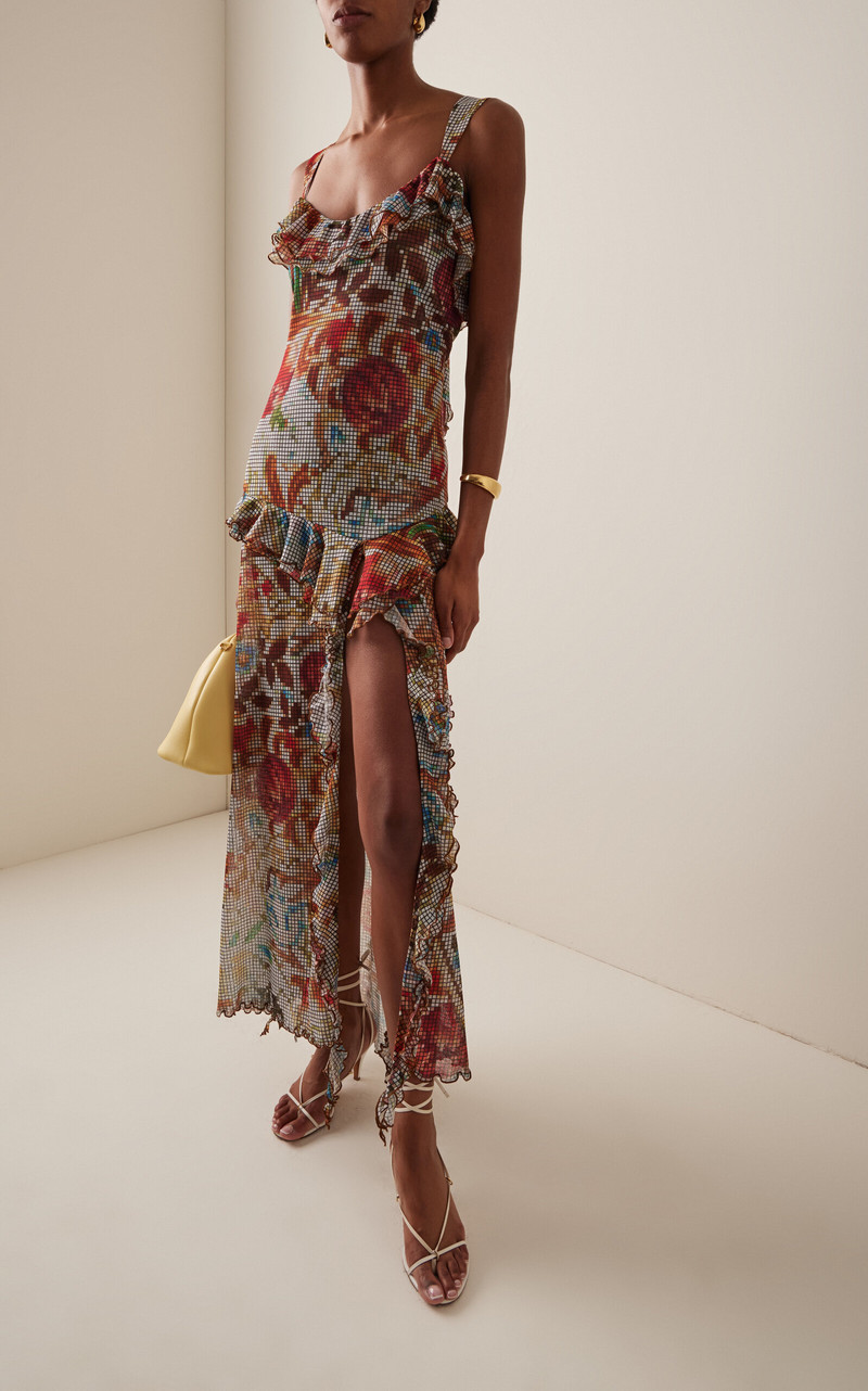 SIEDRÉS Exclusive Chilas Ruffled Crepe Maxi Dress multi outlook