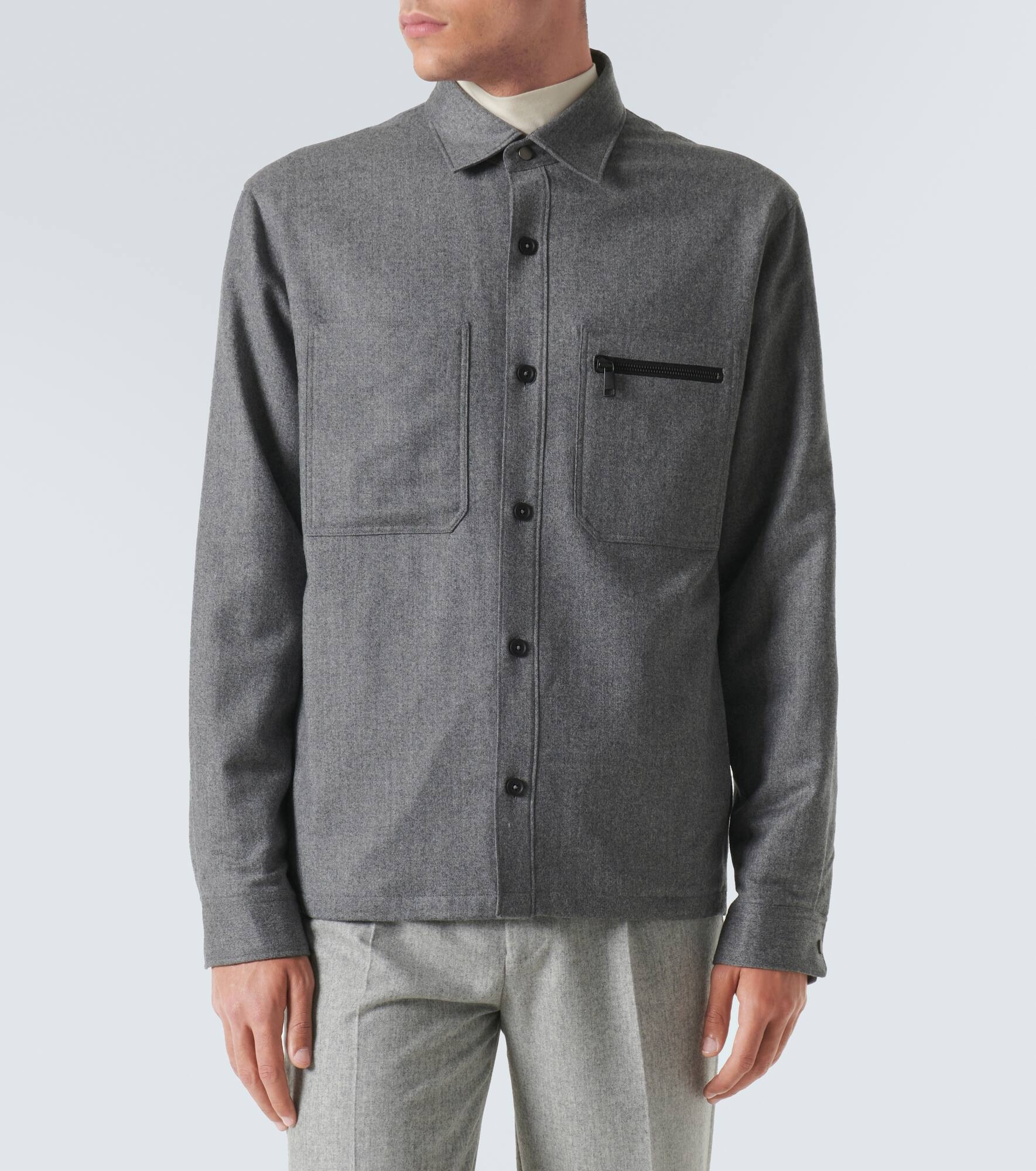 Padded wool mélange overshirt - 3