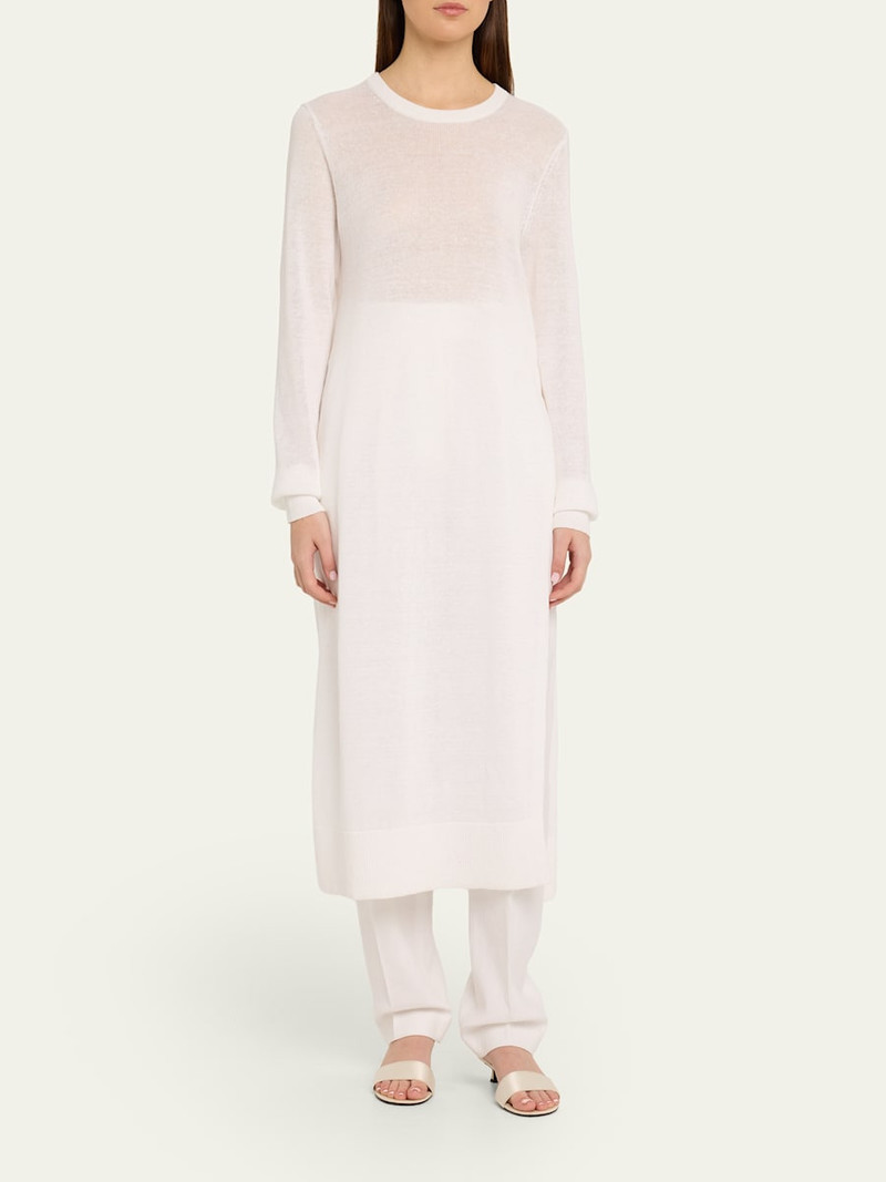 Linen Cotton Crewneck Sweater Dress 4