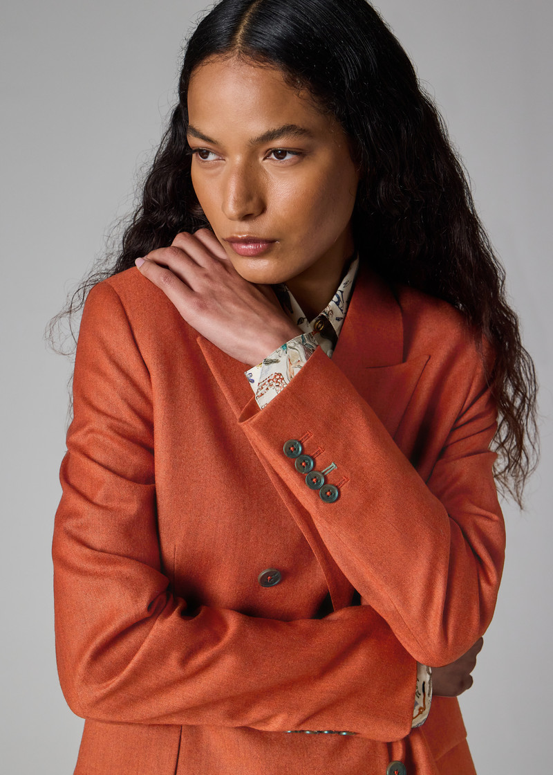 Women's Rust Wool-Cashmere Flannel Blazer 8