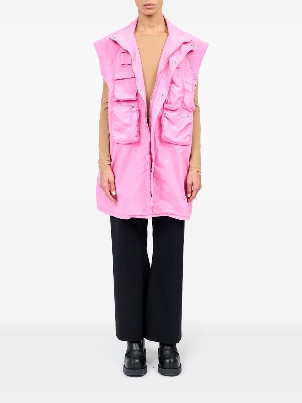 stitch-logo cotton-blend gilet - 2