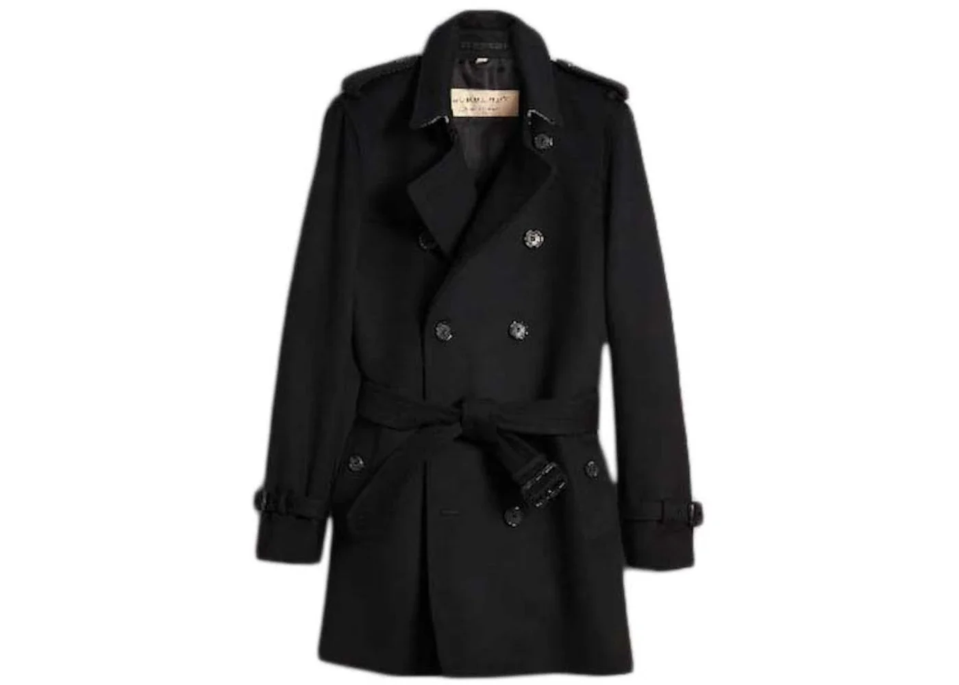 Burberry Wool Cashmere Trench Coat Black - 1